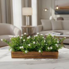 Artificial Flowering Plant Threadleaf in Wood Planter Design-02