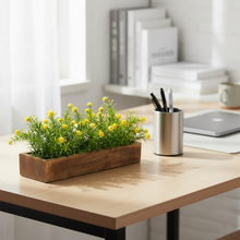 Artificial Flowering Plant Threadleaf in Wood Planter Design-03