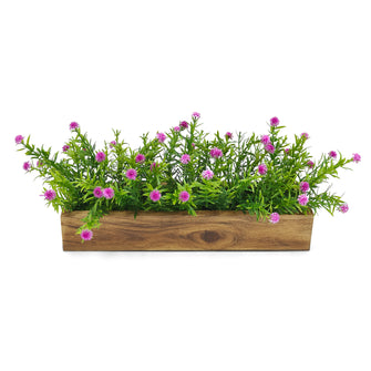 Artificial Flowering Plant Threadleaf in Wood Planter Design-04