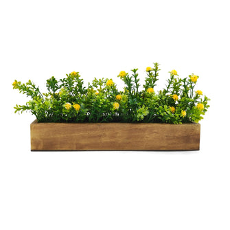 Artificial Flowering Plant Gardenia in  Wood Planter  Design-01