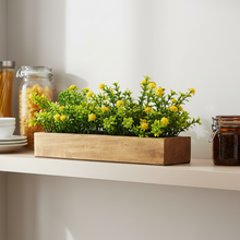 Artificial Flowering Plant Gardenia in  Wood Planter  Design-01