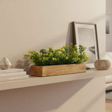 Artificial Flowering Plant Gardenia in  Wood Planter  Design-01