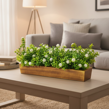 Artificial Flowering Plant Gardenia in  Wood Planter  Design-02