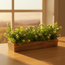 Artificial Flowering Plant Gardenia in  Wood Planter  Design-02