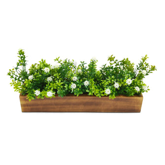 Artificial Flowering Plant Gardenia in  Wood Planter  Design-02