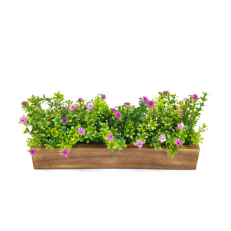 Artificial Flowering Plant Gardenia in  Wood Planter  Design-03