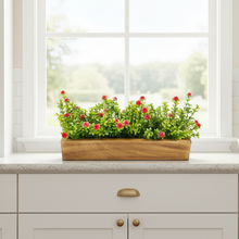 Artificial Flowering Plant Gardenia in  Wood Planter  Design-04