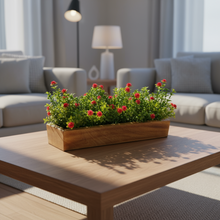 Artificial Flowering Plant Gardenia in  Wood Planter  Design-04