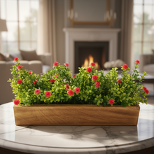 Artificial Flowering Plant Gardenia in  Wood Planter  Design-04
