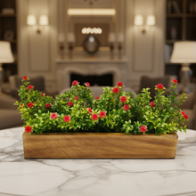Artificial Flowering Plant Gardenia in  Wood Planter  Design-04