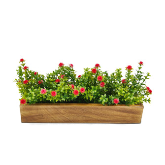 Artificial Flowering Plant Gardenia in  Wood Planter  Design-04