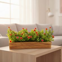 Artificial Flowering Plant Gardenia in  Wood Planter  Design-04
