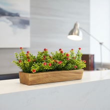 Artificial Flowering Plant Gardenia in  Wood Planter  Design-04