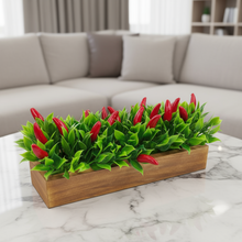 Artificial Chilly in Wood Planter