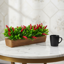 Artificial Chilly in Wood Planter