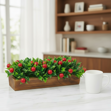 Artificial Fruit Cherry in Wood Planter