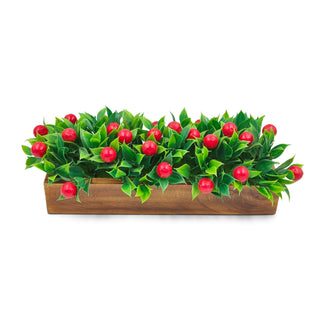 Artificial Fruit Cherry in Wood Planter