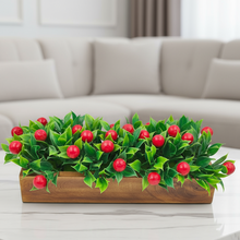 Artificial Fruit Cherry in Wood Planter