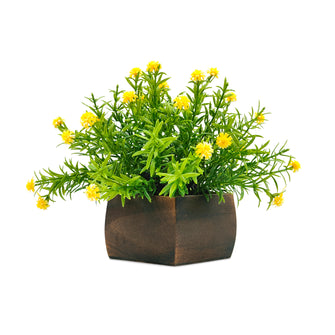 Artificial Flowering Plant Threadleaf Yellow in Hexagon Pot