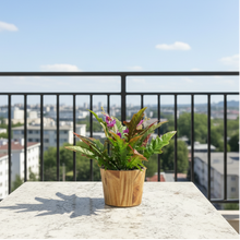 Artficial Flower Arrangement in Wood Pot Design-01