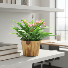 Artficial Flower Arrangement in Wood Pot Design-02
