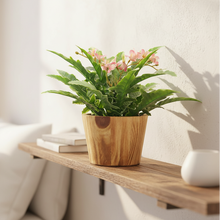 Artficial Flower Arrangement in Wood Pot Design-02