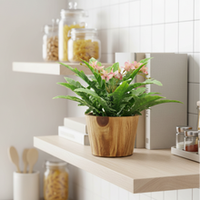 Artficial Flower Arrangement in Wood Pot Design-02
