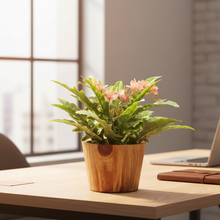 Artficial Flower Arrangement in Wood Pot Design-02