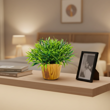 Artificial Plant Mini Bamboo in Wooden Pot Perfect Potted Decoration for Home Living Room & Office Spaces D‚cor Height - 19cm