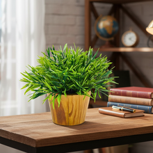 Artificial Plant Mini Bamboo in Wooden Pot Perfect Potted Decoration for Home Living Room & Office Spaces D‚cor Height - 19cm