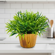 Artificial Plant Mini Bamboo in Wooden Pot Perfect Potted Decoration for Home Living Room & Office Spaces D‚cor Height - 19cm