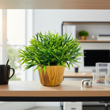 Artificial Plant Mini Bamboo in Wooden Pot Perfect Potted Decoration for Home Living Room & Office Spaces D‚cor Height - 19cm