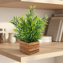 Artificial Plant Mini Bamboo in Wooden Pot Perfect Potted Decoration for Home Living Room & Office Spaces Height - 29cm
