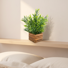 Artificial Plant Mini Bamboo in Wooden Pot Perfect Potted Decoration for Home Living Room & Office Spaces Height - 29cm