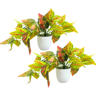 Artificial Plant Croton Leaves Falling in Pot, Home and Office Decor Item for Desk & Wall Shelves