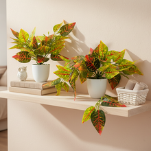 Artificial Plant Croton Leaves Falling in Pot, Home and Office Decor Item for Desk & Wall Shelves