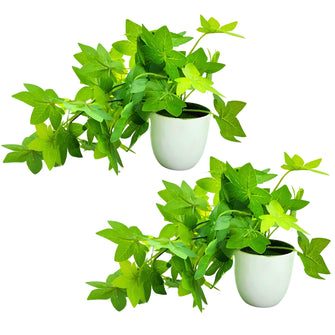 Artificial Plant Maple Leaves Falling in Pot, Home and Office Decor Item for Desk & Wall Shelves