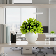 Artificial Bamboo Green Topairy in Big Apple Pot - 18 cm Height