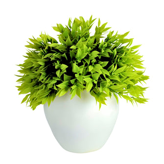 Artificial Bamboo Green Topairy in Big Apple Pot - 18 cm Height