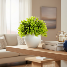 Artificial Bamboo Green Topairy in Big Apple Pot - 18 cm Height