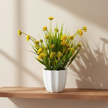 Artificial Wild Grass in Pot - Home & Office Decor Elegant Potted Plant for Tabletop/Shelves Enhancement