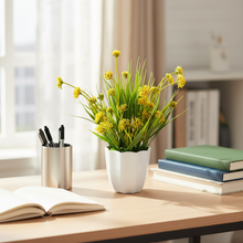 Artificial Wild Grass in Pot - Home & Office Decor Elegant Potted Plant for Tabletop/Shelves Enhancement