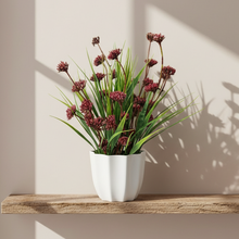 Artificial Wild Grass in Pot - Home & Office Decor Elegant Potted Plant for Tabletop/Shelves Enhancement