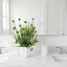 Artificial Wild Grass in Pot - Home & Office Decor Elegant Potted Plant for Tabletop/Shelves Enhancement