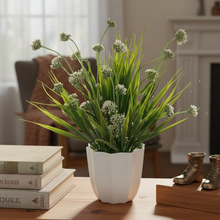 Artificial Wild Grass in Pot - Home & Office Decor Elegant Potted Plant for Tabletop/Shelves Enhancement