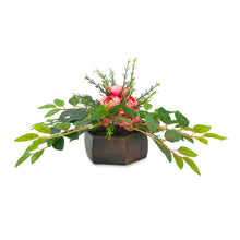 Artficial Flower Peony Arrangement in Wood Pot Design-01