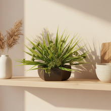 Artificial Wild Grass in Hexgun Wood Pot - Home & Office Decor Elegant Potted Plant for Tabletop/Shelves Enhancement