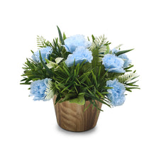 Artificial Carnation Flower Grass in Wood Pot - Home & Office Decor Elegant Potted Plant for Tabletop/Shelves Enhancement