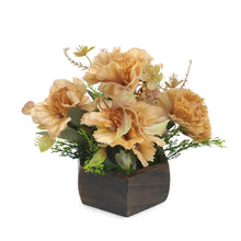 Artificial Flower Leaves Bouquet in Hexagun Wood Pot - Home & Office Decor Elegant Potted Plant for Tabletop/Shelves Enhancement