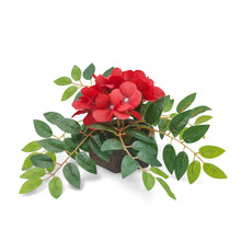 Artificial Flower Bouquet in Hexagun Wood Pot - Home & Office Decor Elegant Potted Plant for Tabletop/Shelves Enhancement